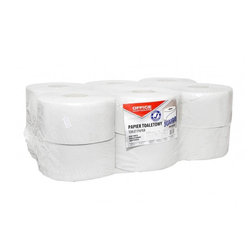 Papier toaletowy jednowarstwowy makulaturowy OFFICE PRODUCTS Jumbo biały 120m 12szt.