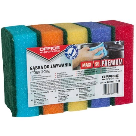 Gąbka OFFICE PRODUCTS Maxi Premium mix kolorów 5 szt