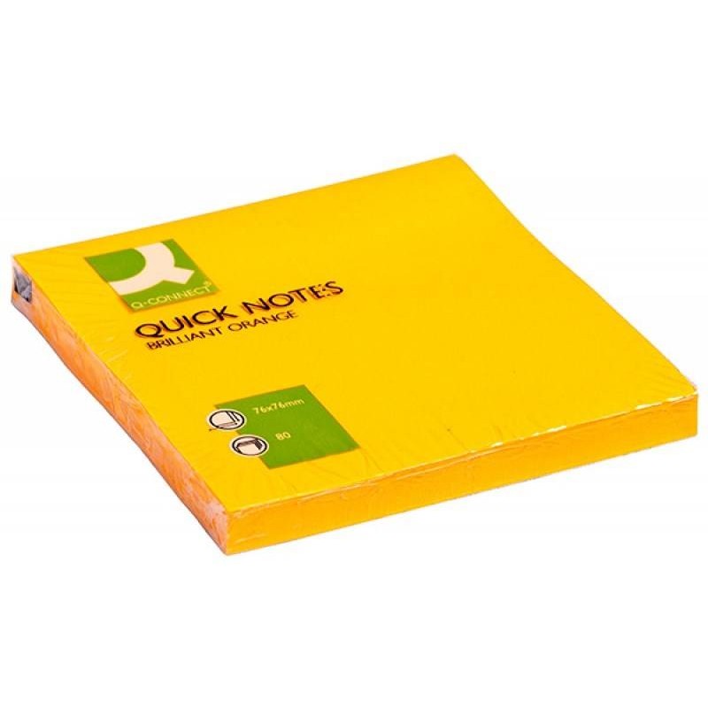 Karteczki samoprzylepne 76x76mm Q-CONNECT Brilliant pomarańczowe 80kart
