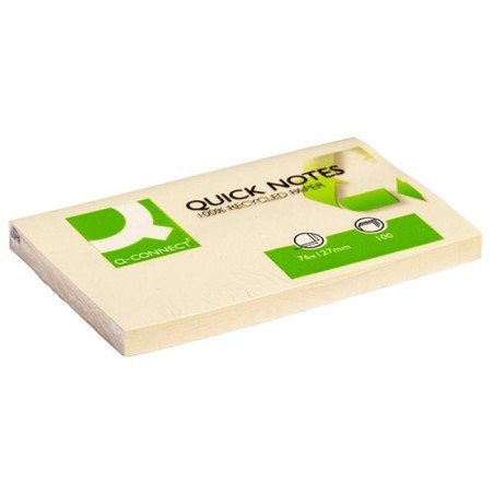 Karteczki samoprzylepne 127x76mm Q-CONNECT 100% Recycled żółte 100kart
