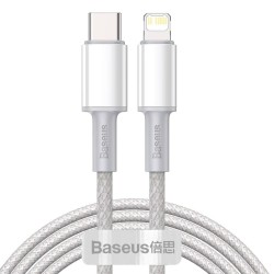 Kabel USB-C do Lightning Baseus High Density Braided, 20W, PD, 2m (biały)