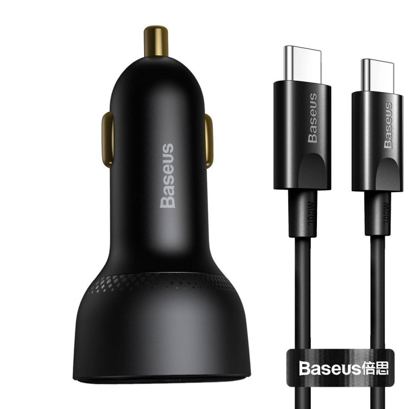 Ładowarka samochodowa Baseus Superme USB, USB-C, 100W + kabel USB-C(czarna)
