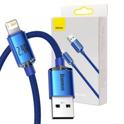 Kabel USB do Lightning Baseus Crystal Shine, 2.4A, 2m (niebieski)
