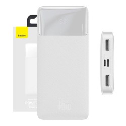 Powerbank Baseus Bipow 10000mAh, 2xUSB, USB-C, 15W (biały)