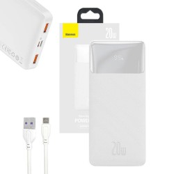 Powerbank Baseus Bipow 10000mAh, 2xUSB, USB-C, 20W (biały)