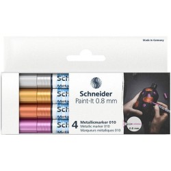 Markery akrylowe SCHNEIDER Paint-It Metallic mix kolorów metalicznych 0.8mm 4szt