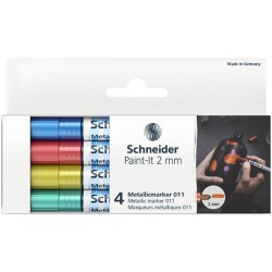 Markery akrylowe SCHNEIDER Paint-It Metallic mix kolorów metalicznych 2mm 4szt