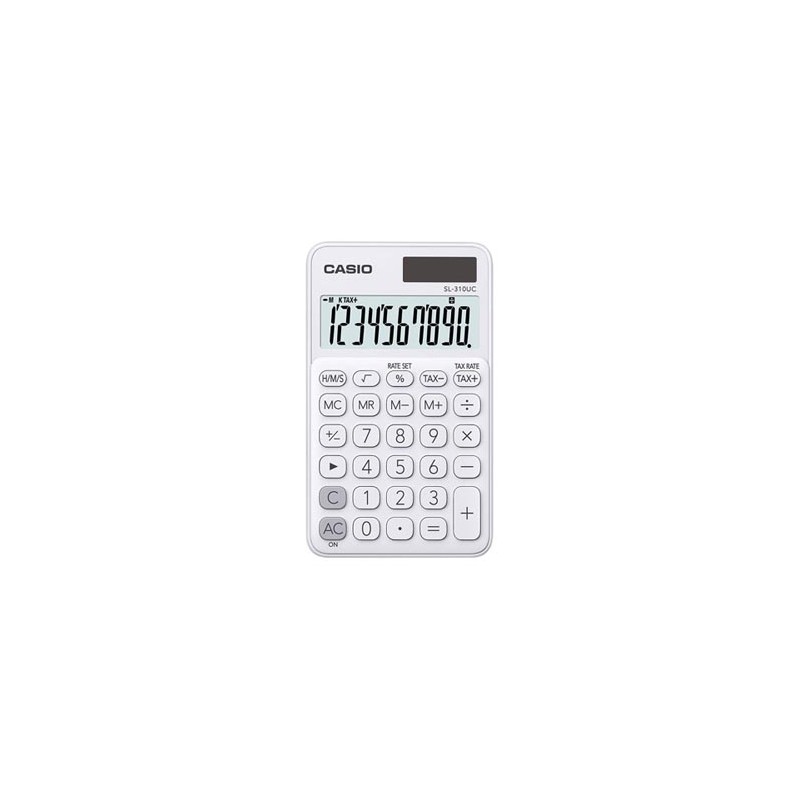 Casio Kalkulator SL 310 UC WE, biała, kieszonkowy, 10 miejsc, podwójne zasilanie