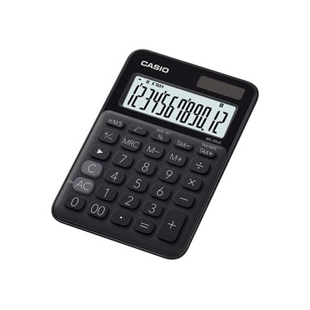 Casio Kalkulator MS 20 UC BK, czarna, 12 miejsc, podwójne zasilanie, EOL