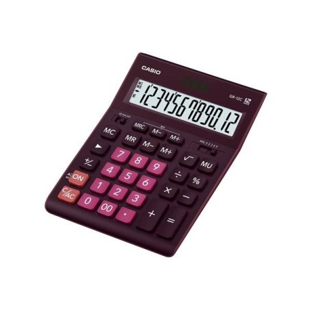 Kalkulator biurowy 209x155x34,7mm  CASIO GR-12C-WR fioletowy solarne+bateria LR44