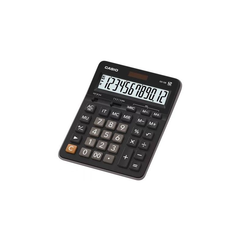 Kalkulator biurowy 207,5x159x34,3mm CASIO GX-12B czarny solarne+bateria LR44