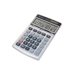 Kalkulator biurowy 165x105x25mm VECTOR KAV CD-2439 srebrny solarne+bateria LR44
