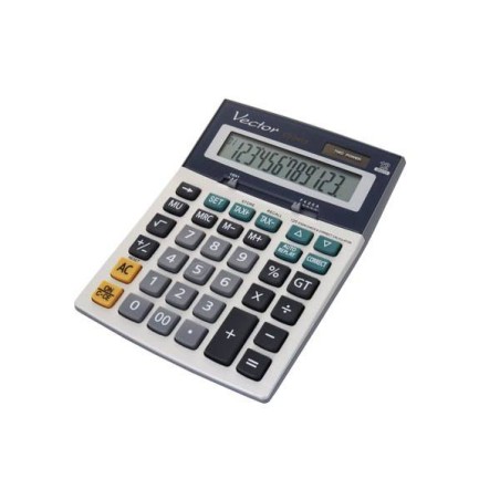 Kalkulator biurowy 197x148x49mm VECTOR KAV CD-2459 srebrny solarne+bateria LR44