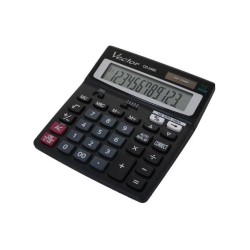 Kalkulator biurowy 150x138x35mm VECTOR KAV CD-2460 czarny solarne+bateria LR44