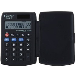 Kalkulator kieszonkowy 95x63x12mm VECTOR KAV CH-217 BLK czarny solarne+bateria LR54