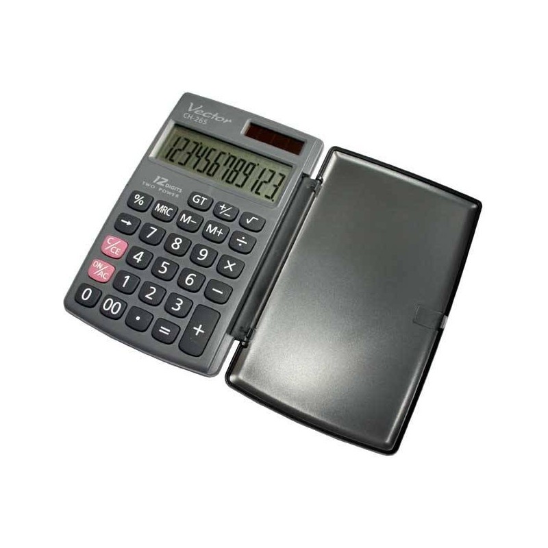 Kalkulator kieszonkowy 120x75x12mm VECTOR KAV CH-265 szary solarne+bateria LR54