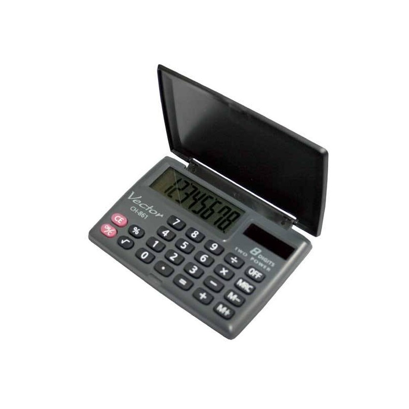 Kalkulator kieszonkowy 58x87x10mm VECTOR KAV CH-861 szary bateria LR54