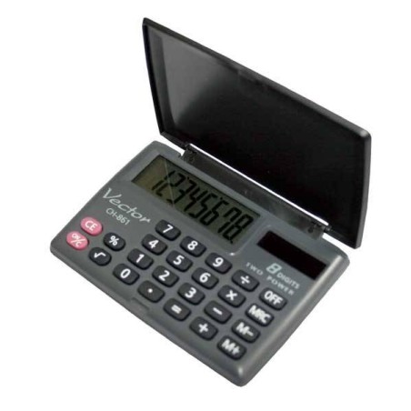 Kalkulator kieszonkowy 58x87x10mm VECTOR KAV CH-861 szary bateria LR54