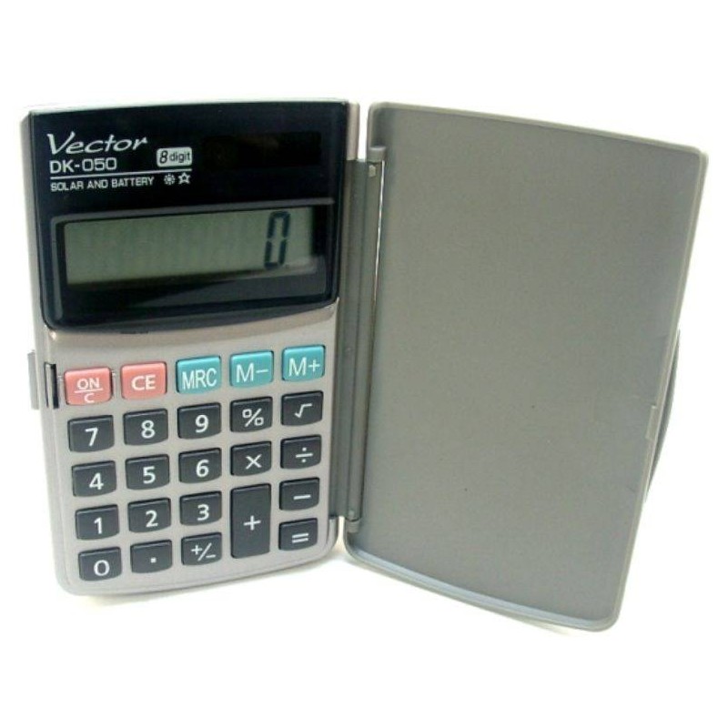 Kalkulator kieszonkowy 123x75x13mm VECTOR KAV DK-050 srebrny solarne+bateria LR54
