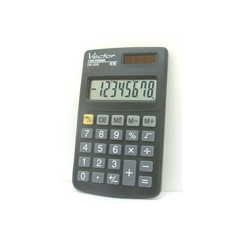 Kalkulator kieszonkowy 102x61x8mm VECTOR KAV DK-055 BLK czarny solarne+bateria LR54