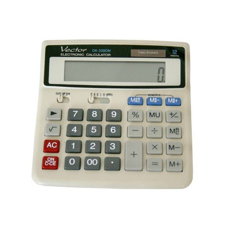 Kalkulator biurowy 160x152x32mm VECTOR KAV DK-209DM GRAY szary solarne+bateria LR44