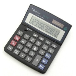 Kalkulator biurowy 135x112x12mm VECTOR KAV DK-215 BLK czarny solarne+bateria LR44