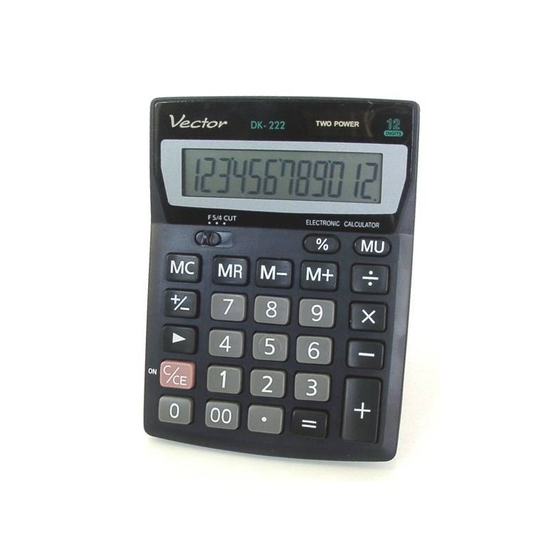 Kalkulator biurowy 137x103x32mm VECTOR KAV DK-222 czarny solarne+bateria LR54
