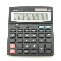 Kalkulator biurowy 138x150x35mm VECTOR KAV DK-281 BLK czarny solarne+bateria LR44