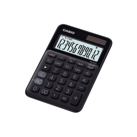 Kalkulator biurowy 149,5x105x22,8mm CASIO MS-20UC-BK BOX czarny solarne+bateria LR1130