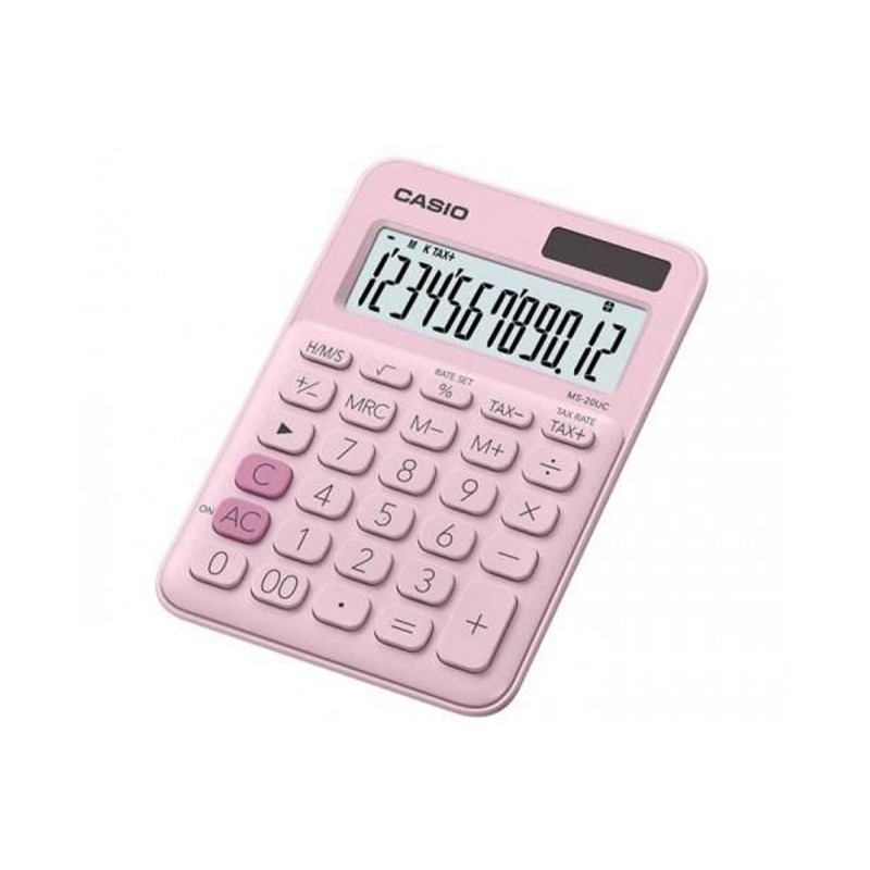 Kalkulator biurowy 149,5x105x22,8mm CASIO MS-20UC-PK BOX różowy solarne+bateria LR1130