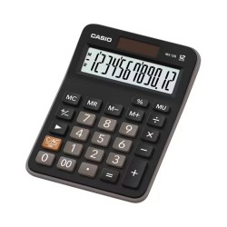 Kalkulator biurowy 147x106,5x29mm CASIO MX-12B czarny solarne+bateria LR1130