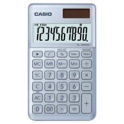 Kalkulator kieszonkowy 118,5x70x8,5mm CASIO SL-1000SC-BU BOX jasnoniebieski solarne+bateria LR1130
