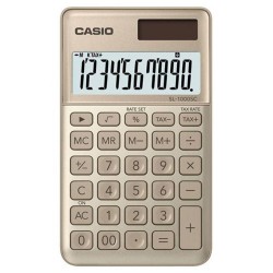 Kalkulator kieszonkowy 118,5x70x8,5mm CASIO SL-1000SC-GD BOX złoty solarne+bateria LR1130