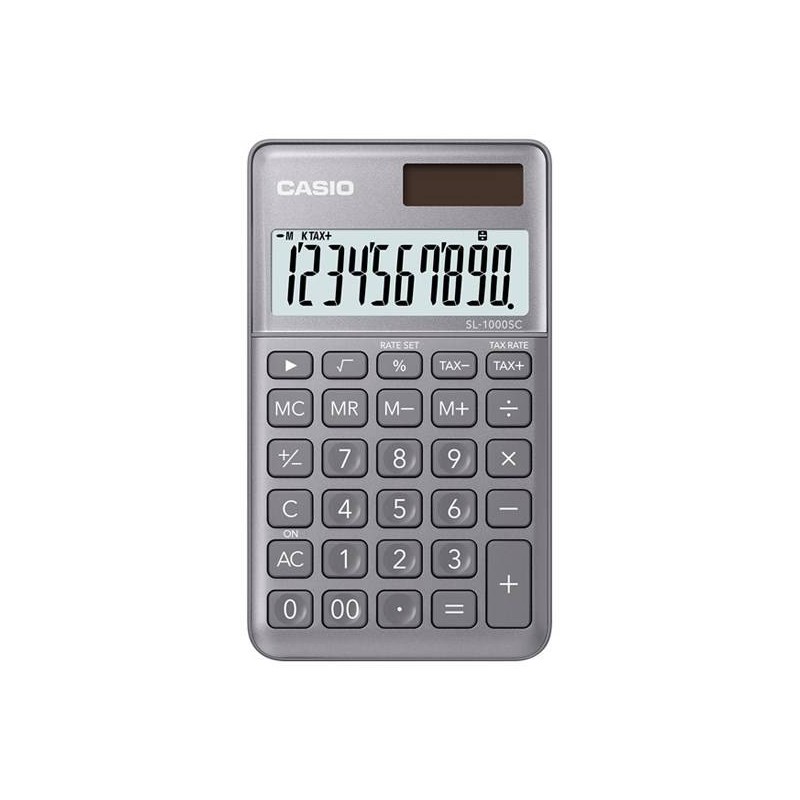 Kalkulator kieszonkowy 118,5x70x8,5mm CASIO SL-1000SC-GY-S szary solarne+bateria LR1130