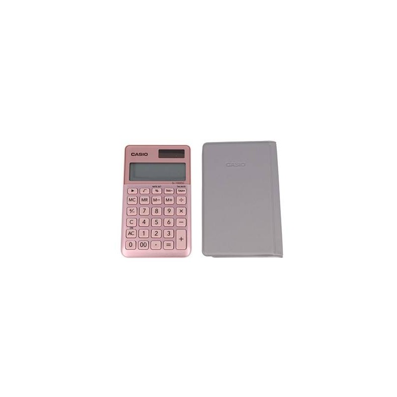 Kalkulator kieszonkowy 118,5x70x8,5mm CASIO SL-1000SC-PK BOX różowy solarne+bateria LR1130