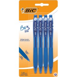 Długopis automatyczny BIC BU3 GRIP 922577 niebieski 1.0mm blister 4szt