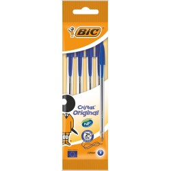 Długopis jednorazowy BIC CRISTAL ORIGINAL 8308601 niebieski 1.0mm przezroczysta obudowa 4szt