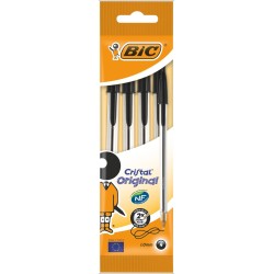 Długopis jednorazowy BIC CRISTAL ORIGINAL 8308591 czarny 1.0mm przezroczysta obudowa 4szt