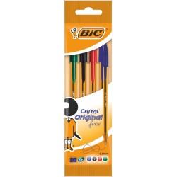 Długopis jednorazowy BIC CRISTAL ORIGINAL FINE 872725 mix 0.8mm przezroczysta pomarańczowa obudowa 4szt