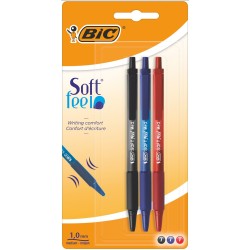 Długopis automatyczny BIC SOFT FEEL 837394 mix blister 3szt