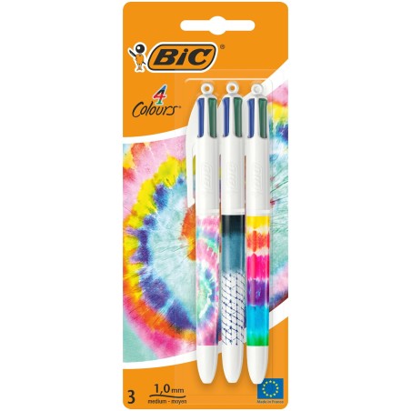 Długopis BIC 4 COLOURS DECORS 503772 czterokolorowy 1.0mm blister 3szt