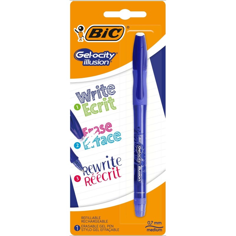 Długopis wymazywalny BIC GEL-OCITY ILLUSION 504895 niebieski 0.7mm blister