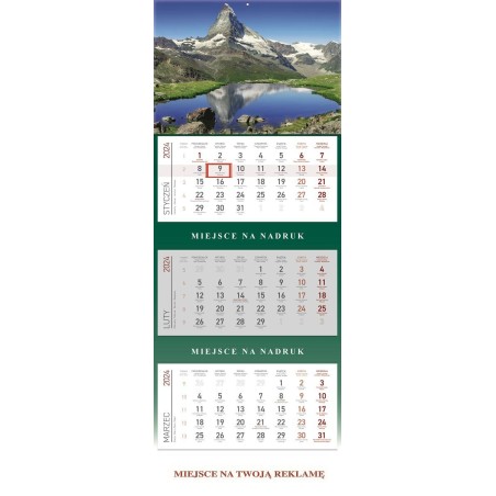 Kalendarz wiszący KS055BGR. góry trójdzielny