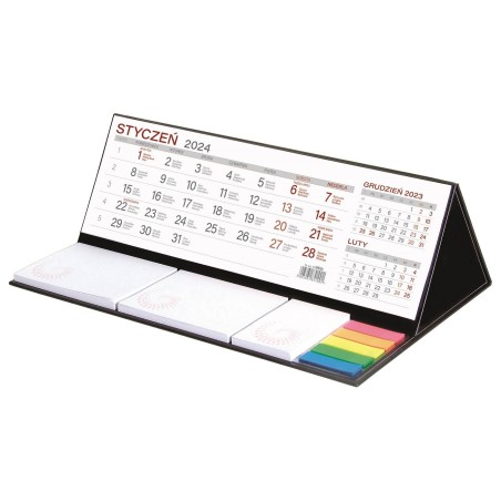 Kalendarz stojący trzymiesięczny z notesem MAXI KB062BCZ 309x99 mm czarny