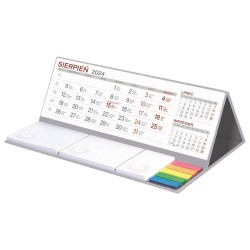Kalendarz stojący trzymiesięczny z notesem MAXI KB062BSZ 309x99 mm szary