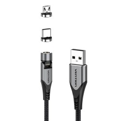 Magnetyczny Kabel 2w1 USB do USB-C/Micro-B USB Vention CQXHF 1m (szary)