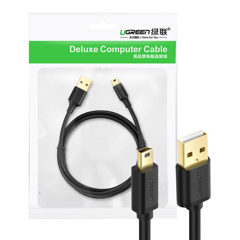 Kabel USB 2.0 UGREEN 	US13210355B, męski, mini USB, 1m (czarny)