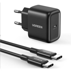 Ładowarka sieciowa UGREEN CD250, 25W, USB-C (czarny) + kabel USB-C do USB-C, 2m (czarny)