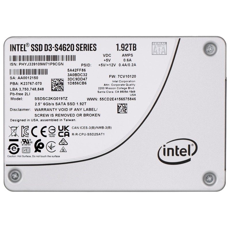 Dysk SSD Solidigm (Intel) S4620 1.92TB SATA 2.5" SSDSC2KG019TZ01 (DWPD up to 4)