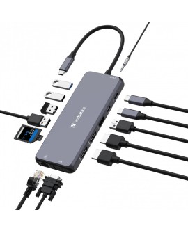 Verbatim CMH-14 USB Type-C 5000 Mbit/s Srebrny